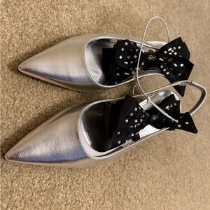 Karl Lagerfield sz 8 new  Silver Women's Shoes with Bow Detail